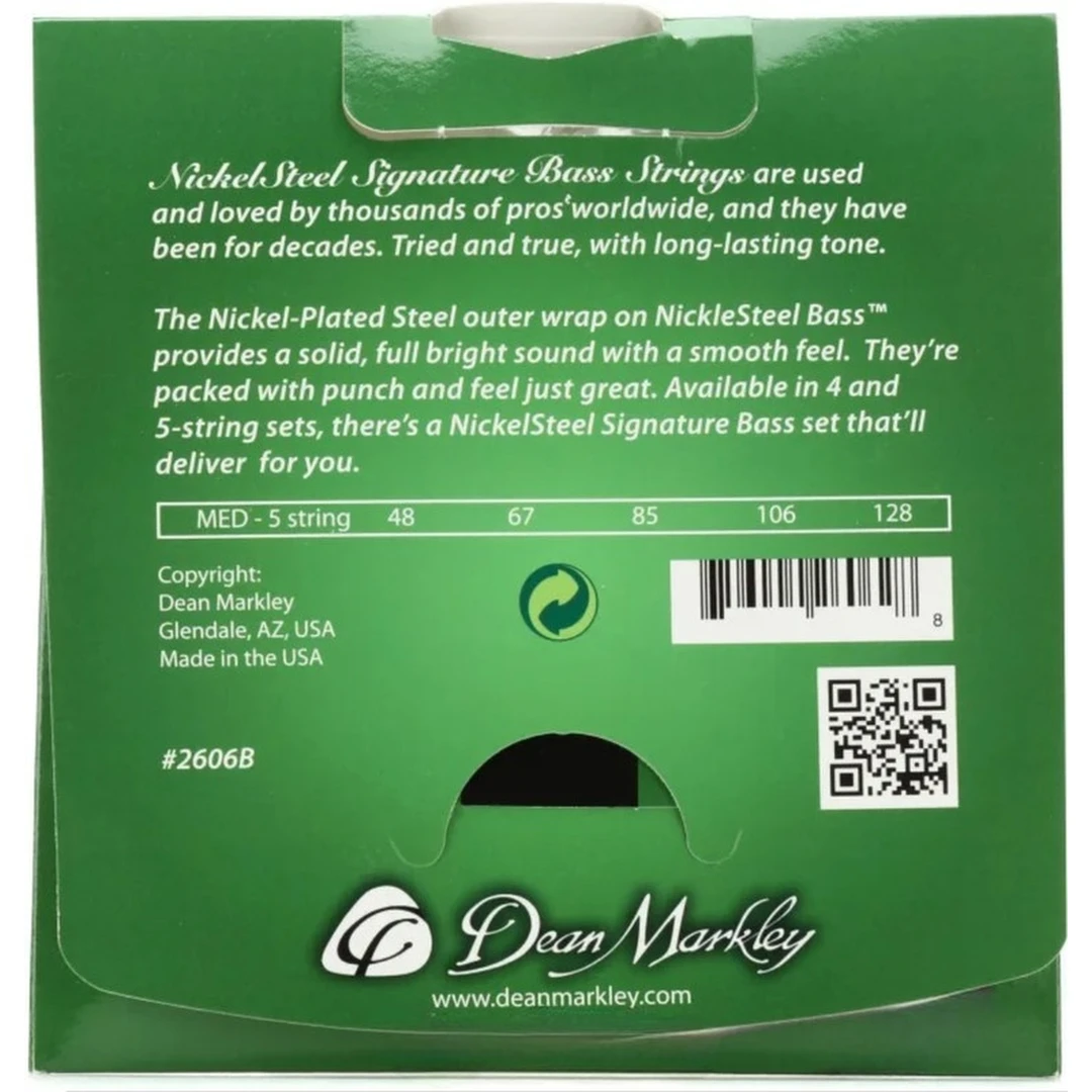 Струны для бас-гитары Dean Markley 2606B Signature Nickel Steel 48-128 5-Strings