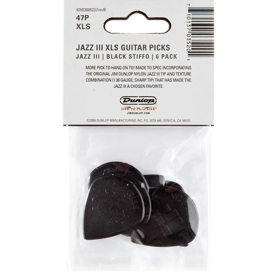 Набор медиаторов Dunlop 47PXLS Nylon Jazz III XL 1.38