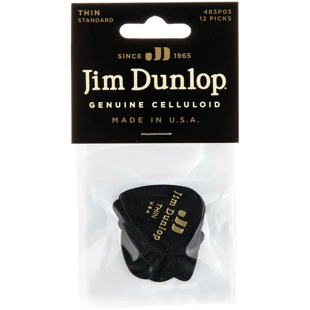 Набор медиаторов Dunlop 483P03TH Celluloid Black Thin