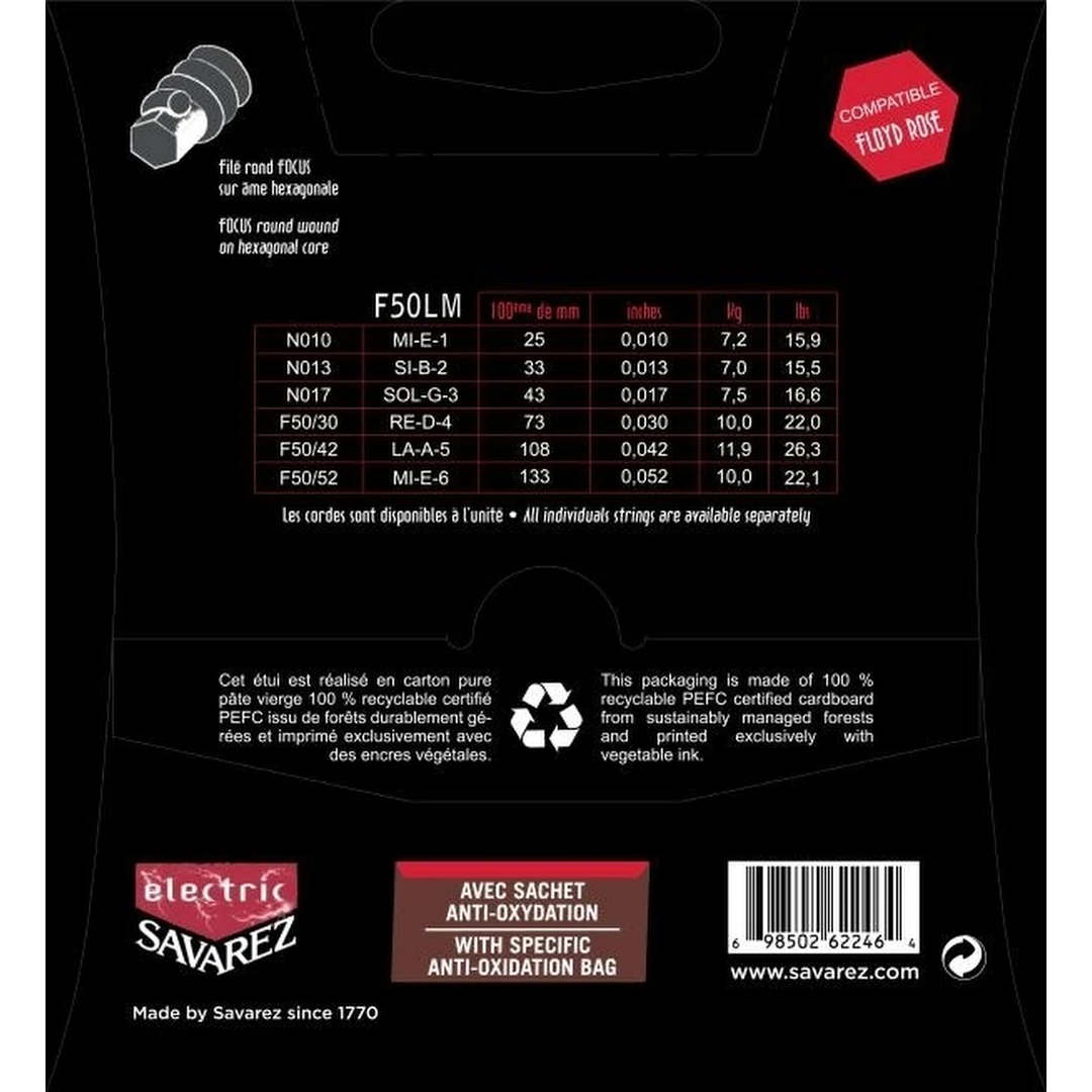 Струны для электрогитары Savarez F50LM Focus 10-52