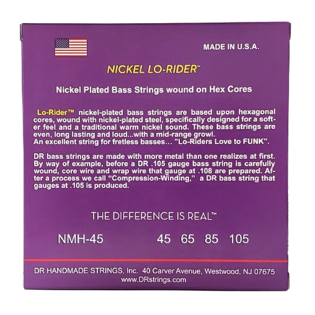Струны для бас-гитары DR Nickel Lo-Rider NMH-45 45-105
