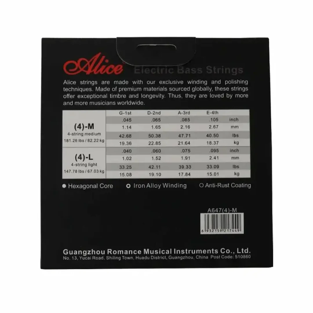 Струны для бас-гитары Alice A647(4)-M 45-105