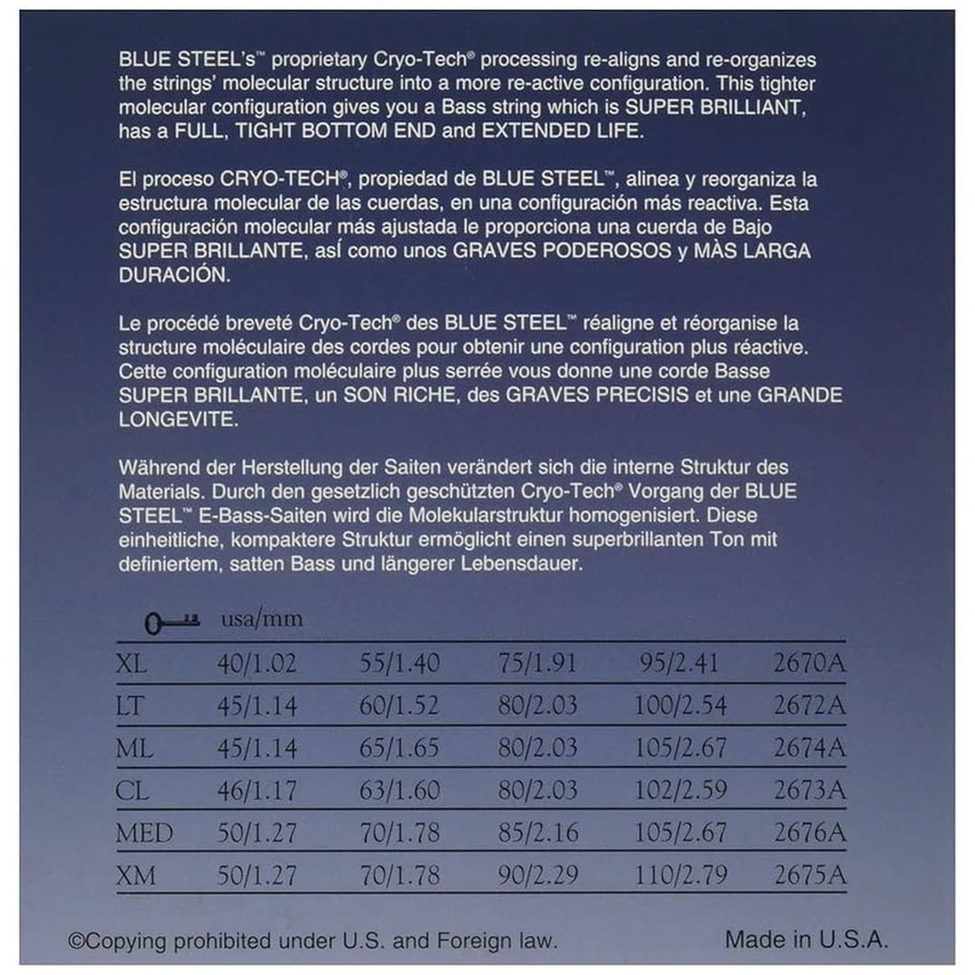 Струны для бас-гитары Dean Markley 2674A Blue Steel NPS 45-105