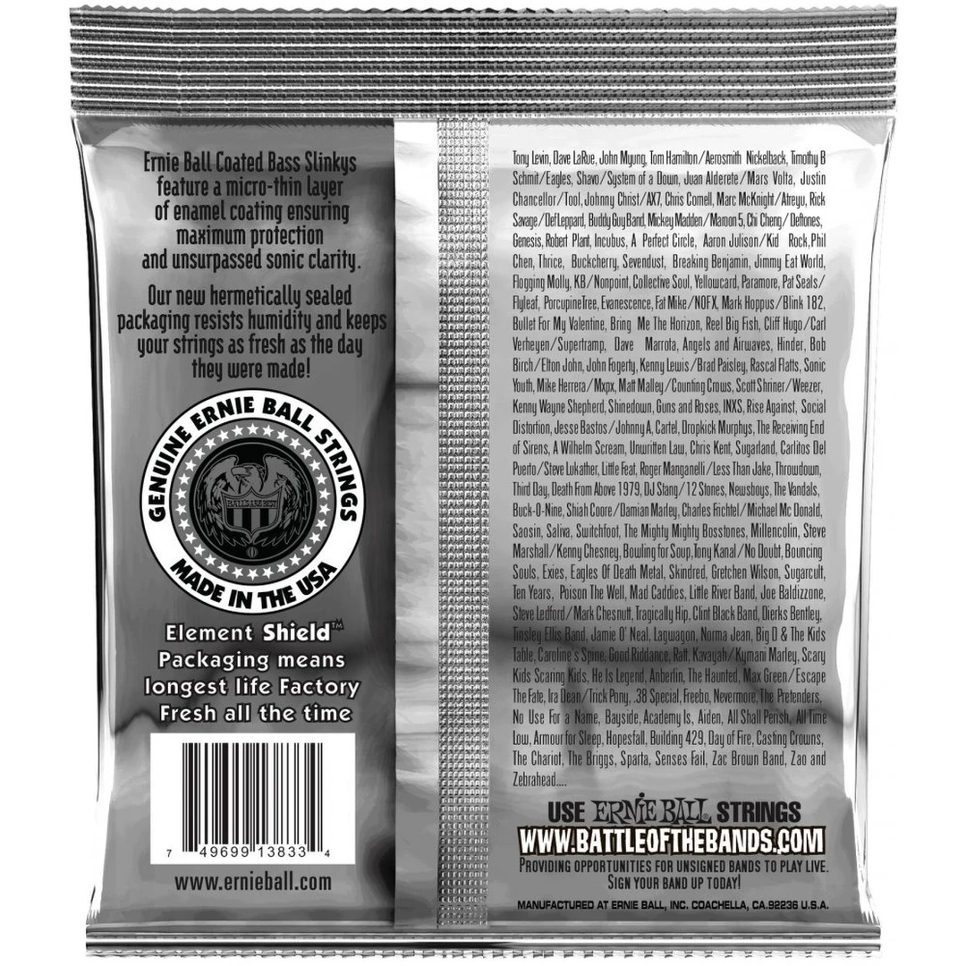 Струны для бас-гитары Ernie Ball 3833 Coated Bass Hybrid Slinky 45-105