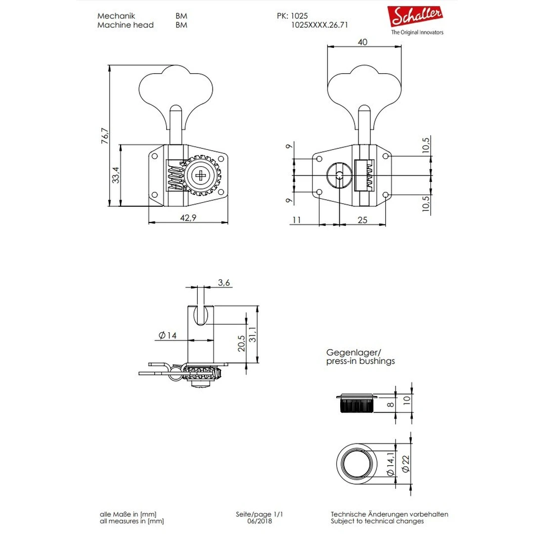 Колки Schaller Bass BM 10250201.26.71