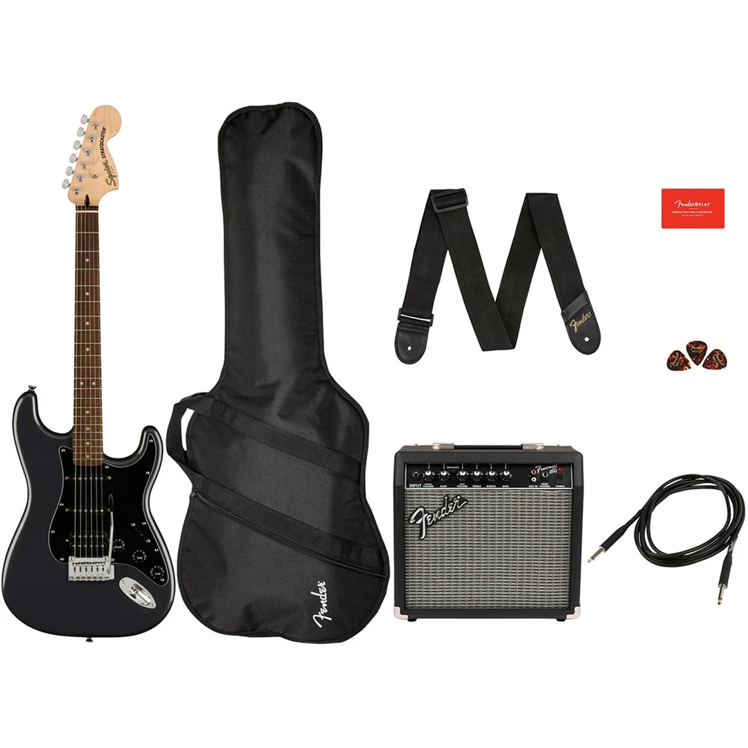 Гитарный набор Fender Squier Affinity Stratocaster HSS Pack LRL Charcoal Frost Metallic