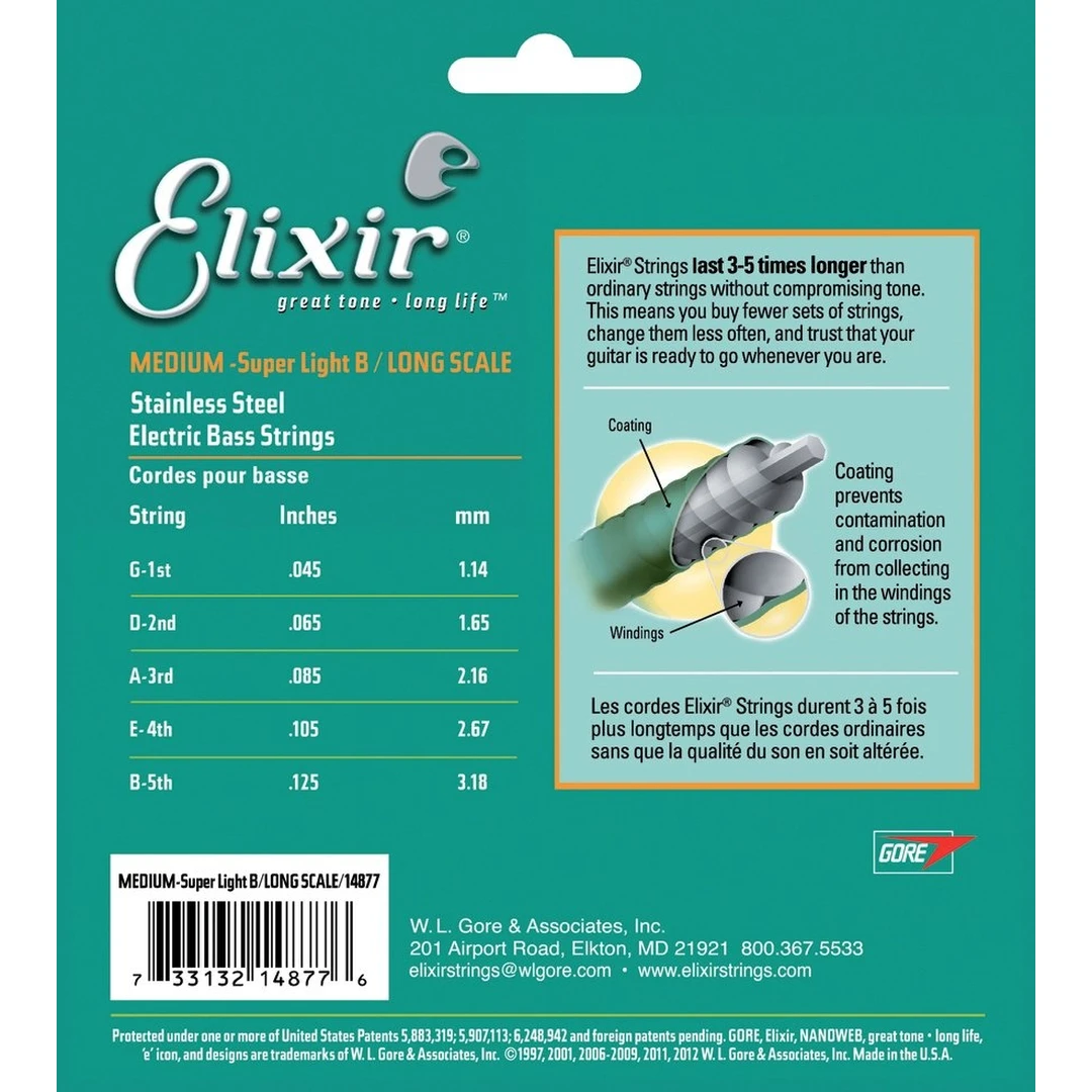 Струны для бас-гитары Elixir 14877 45-125 5-String