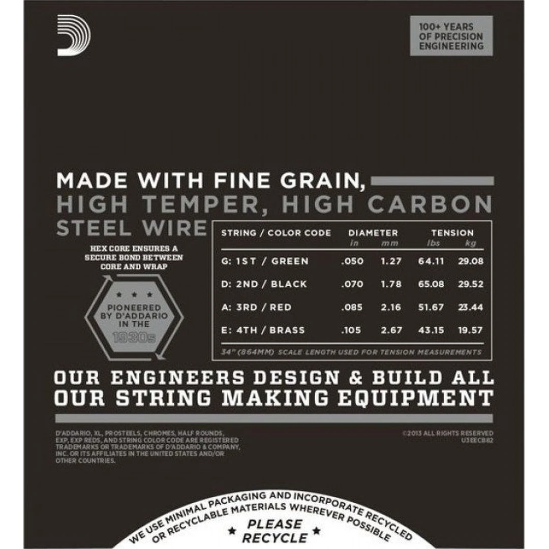 Струны для бас-гитары D’Addario ECB82 50-105
