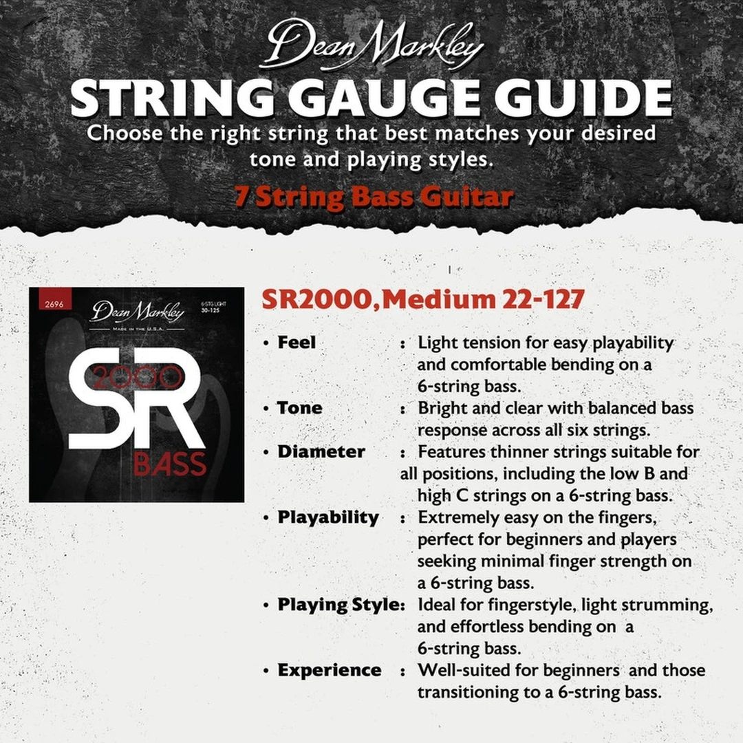 Струны для бас-гитары Dean Markley 2698C SR2000 22-127 7-Strings