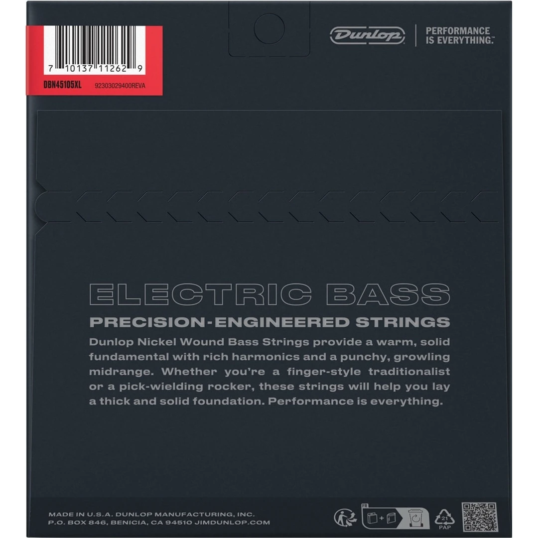 Струны для бас-гитары Dunlop DBN45105XL 45-105