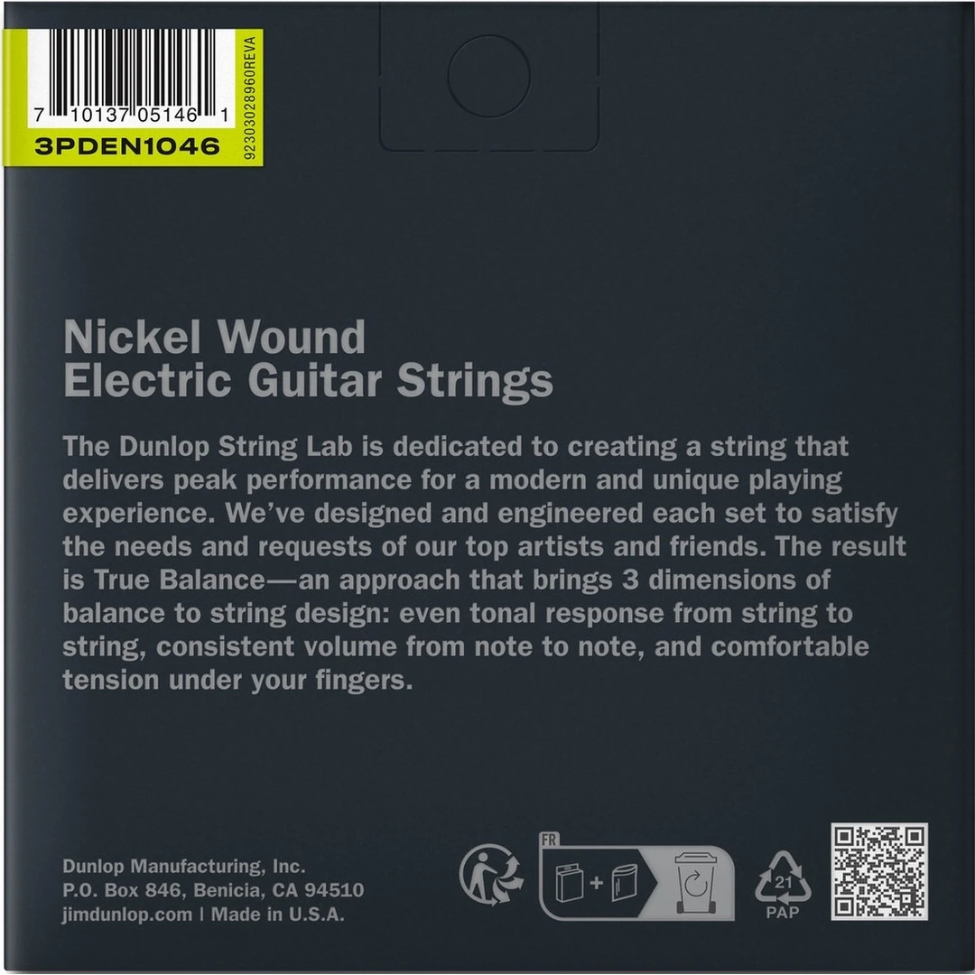 Струны для электрогитары Dunlop 3PDEN1046 10-46