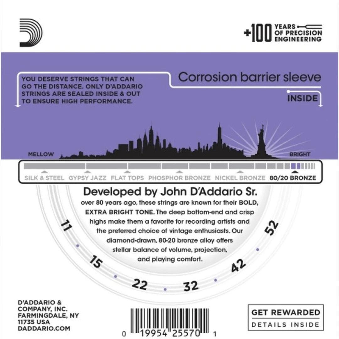 Струны для акустической гитары D'Addario EJ13-3D 11-52