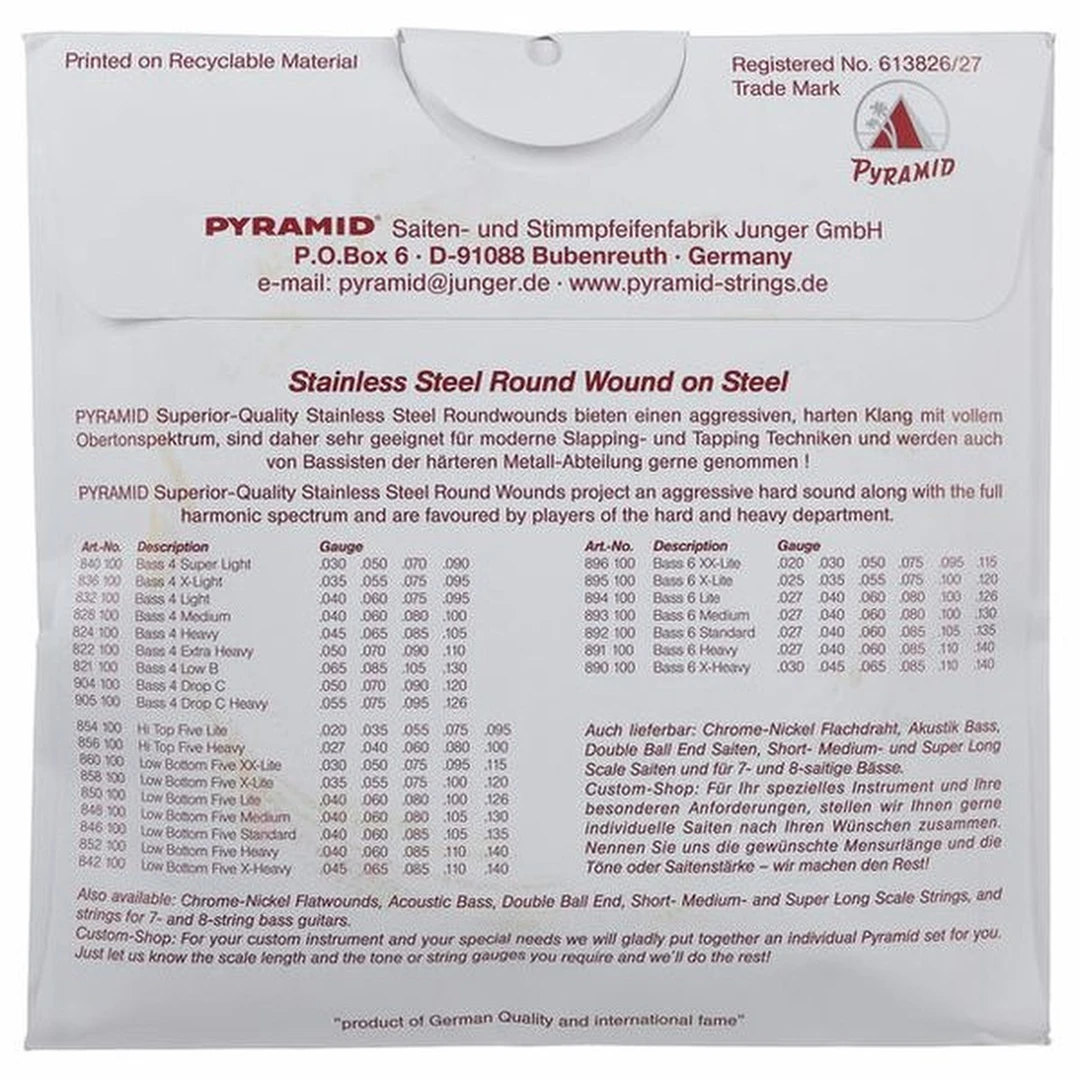Струны для бас-гитары Pyramid 988100 65-130