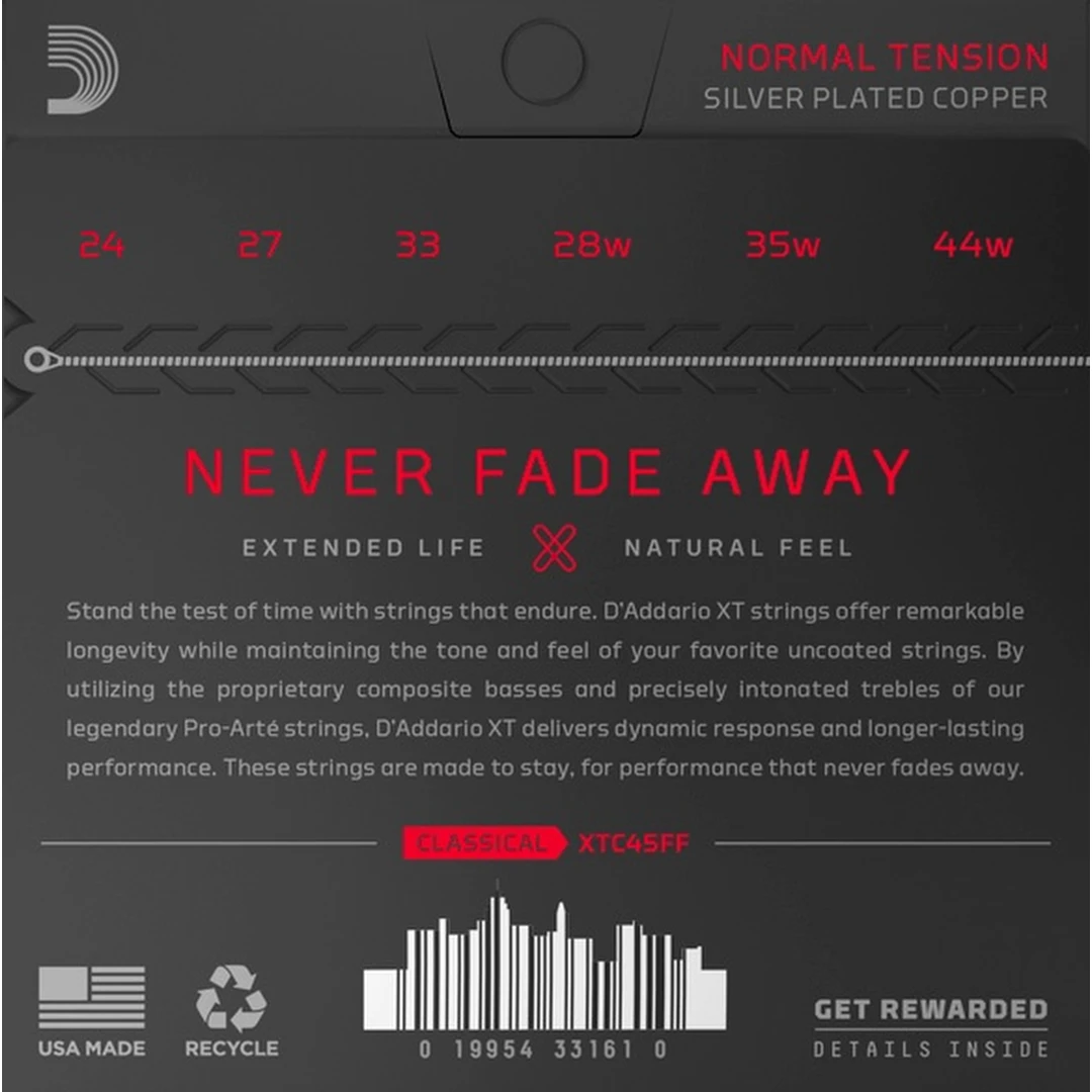 Струны для классической гитары D'Addario XTC45FF