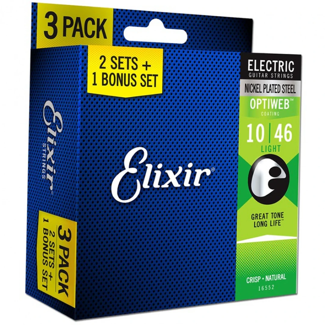 Струны для электрогитары Elixir 16552 Optiweb 10-46 Light Bonus Set