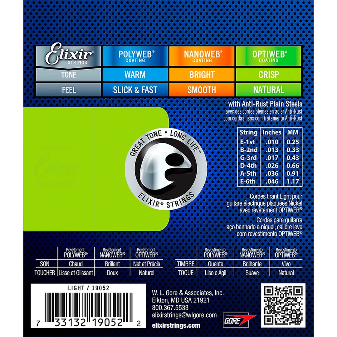 Струны для электрогитары Elixir 19052 Optiweb 10-46 Light