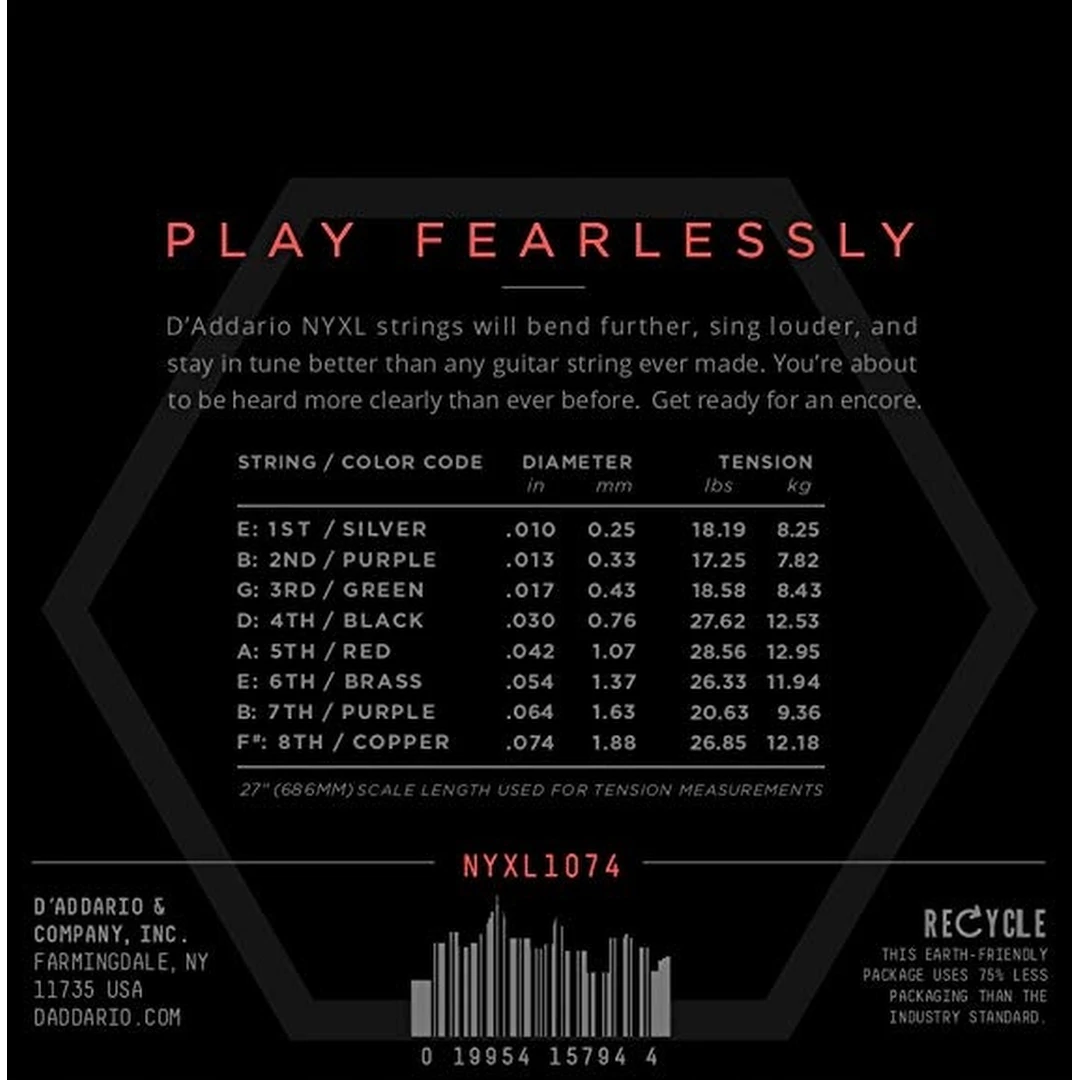 Струны для электрогитары D’Addario NYXL1074 10-74