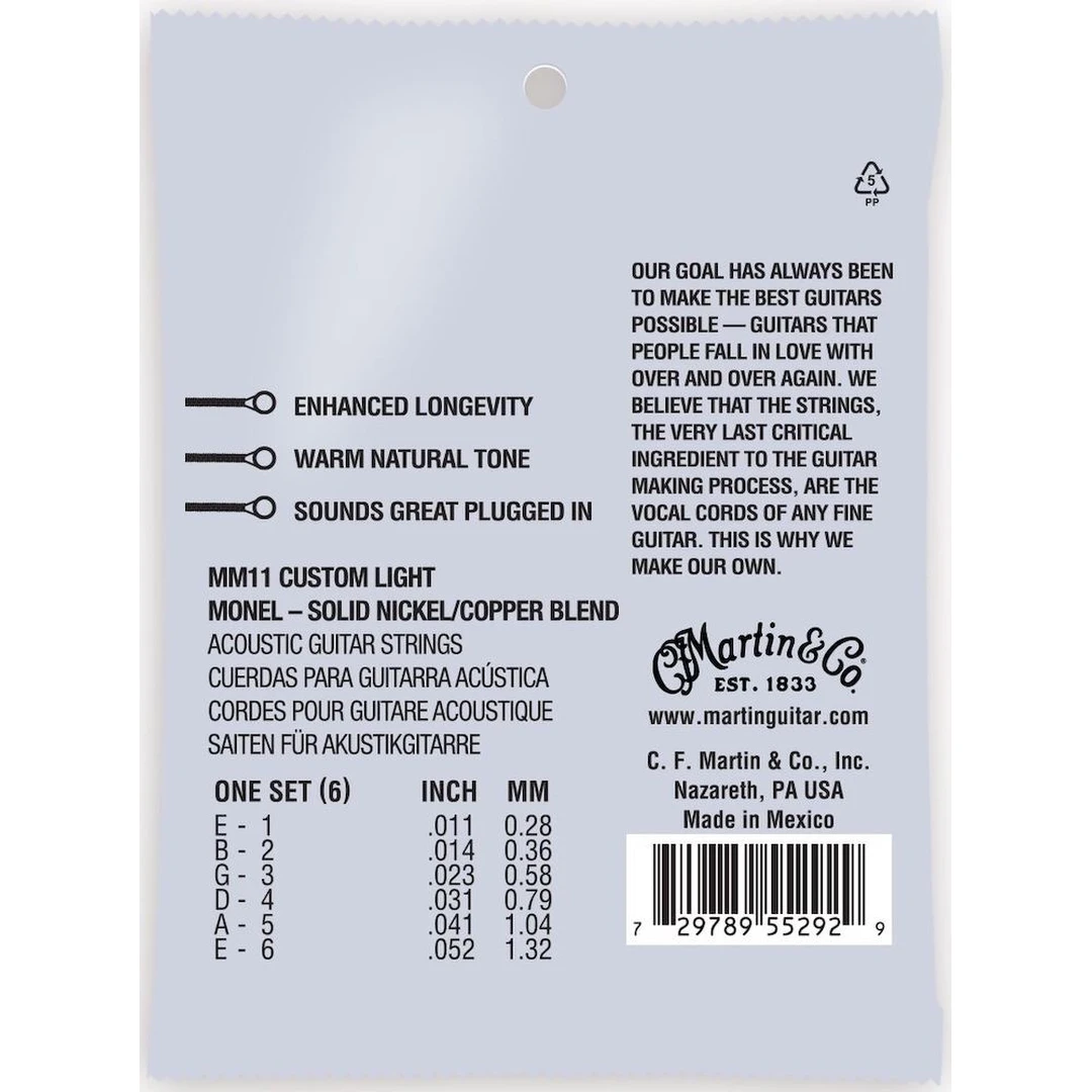 Струны для акустической гитары Martin MM11 11-52