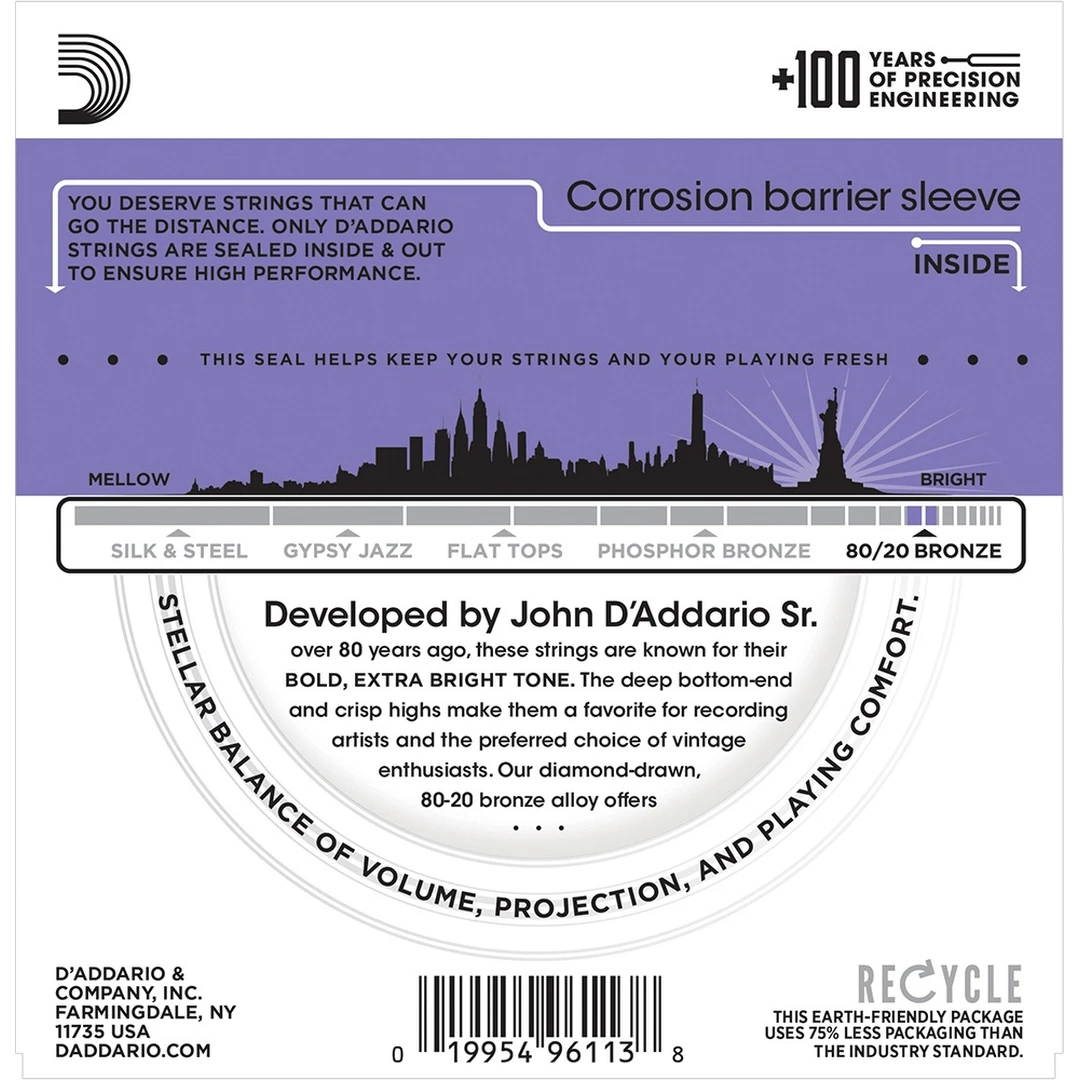 Струны для акустической гитары D'Addario EJ13 11-52