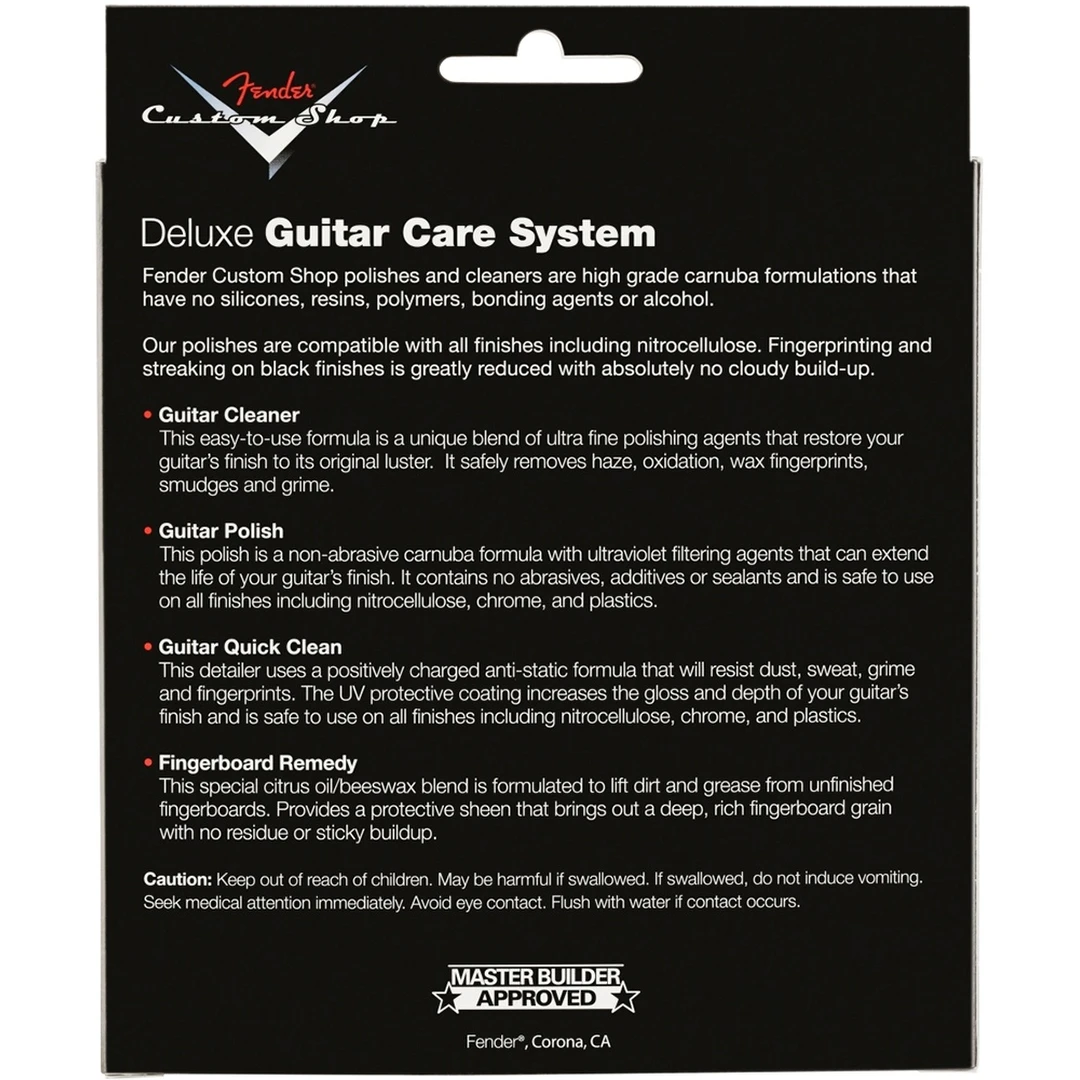 Набор средств по уходу за гитарой Fender Custom Shop Deluxe Guitar Care System 4 Pack Black