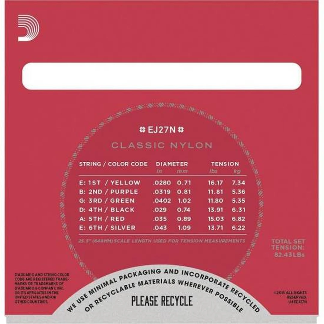 Струны для классической гитары D'Addario EJ27N-3D