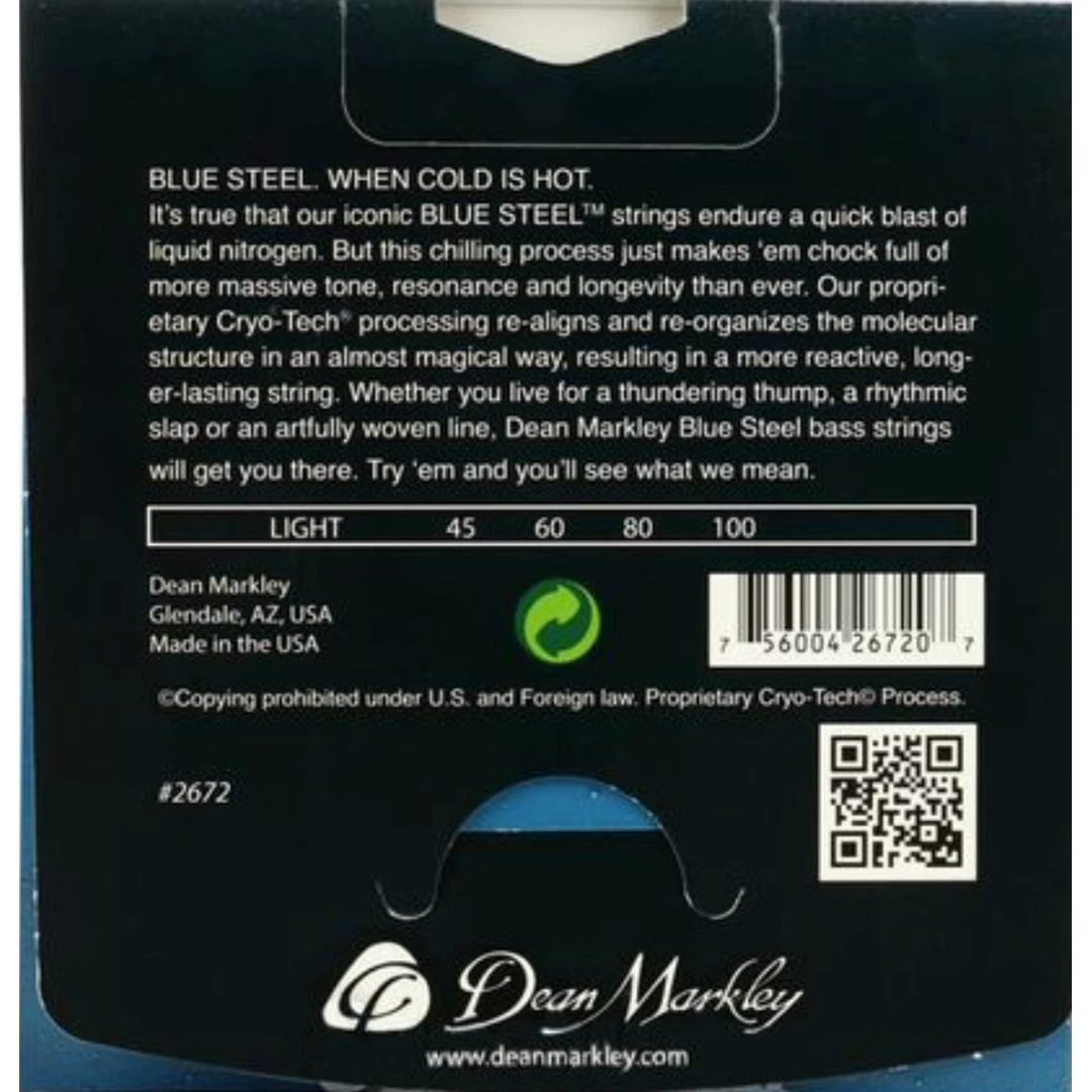 Струны для бас-гитары Dean Markley 2672 Blue Steel 45-100