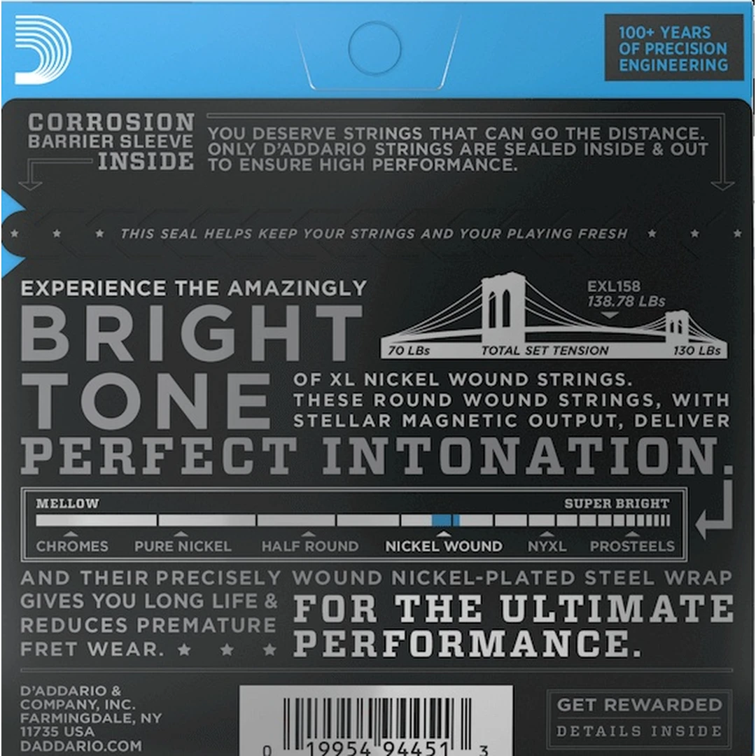 Струны для электрогитары D'Addario EXL158 13-62