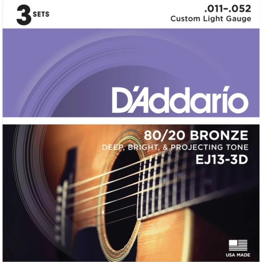 Струны для акустической гитары D'Addario EJ13-3D 11-52