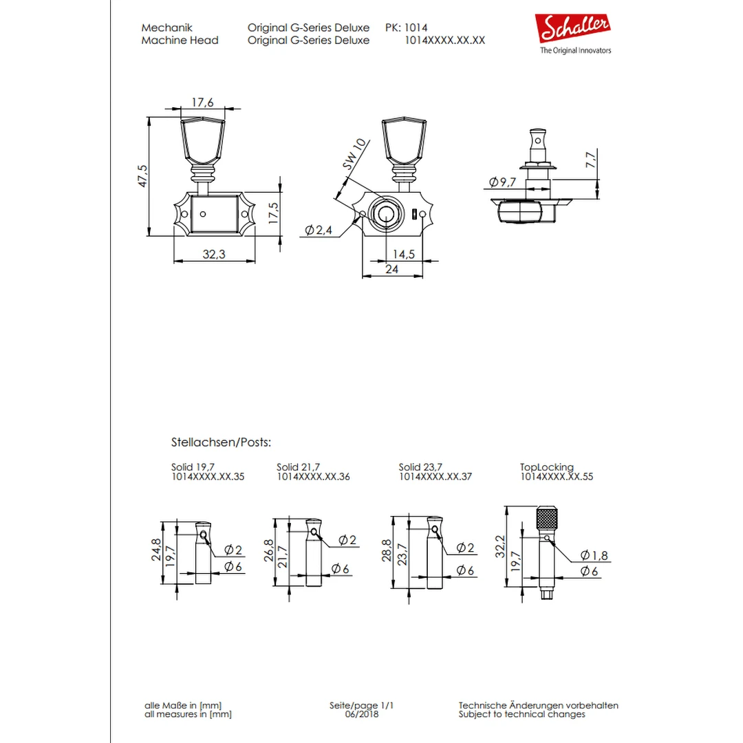 Колки Schaller G-Series Deluxe KeyStone 10140523.16.55