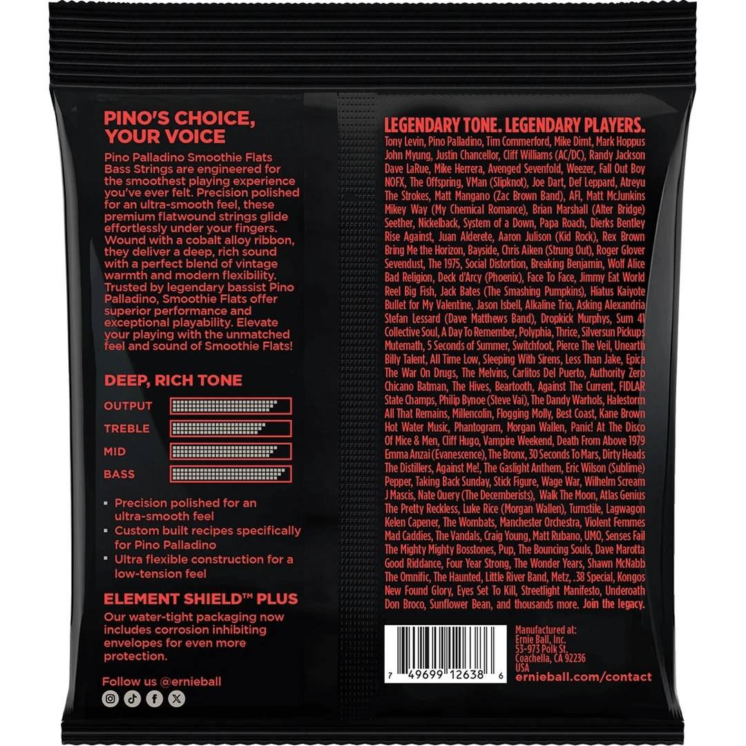 Струны для бас-гитары Ernie Ball 2749 Pino Palladino 43-108