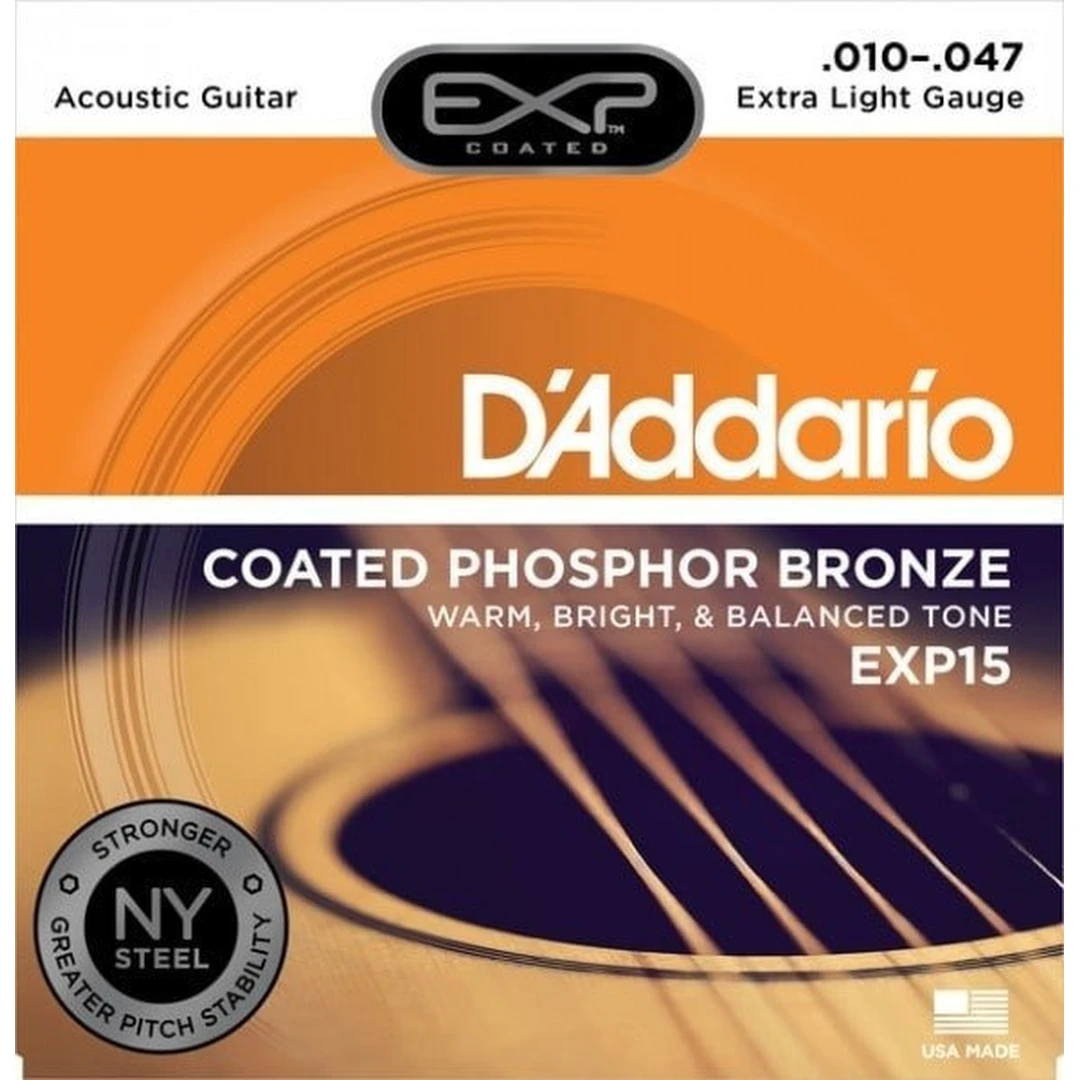 Струны для акустической гитары D'Addario EXP15 Extra Light 10-47