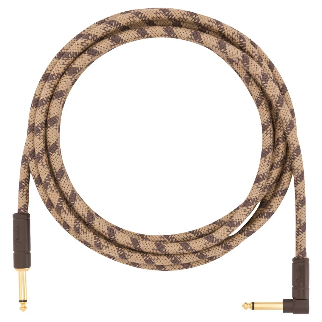 Инструментальный кабель Fender Festival Instrument Cable Straight/Angle 10" Pure Hemp Brown Stripe