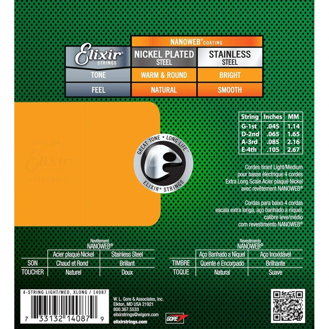 Струны для бас-гитары Elixir 14087 45-105 4-Strings