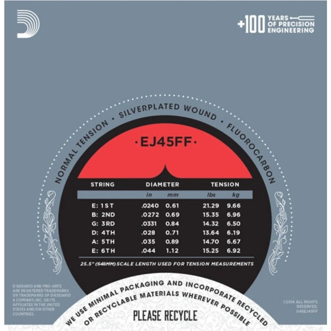 Струны для классической гитары D'addario EJ45FF