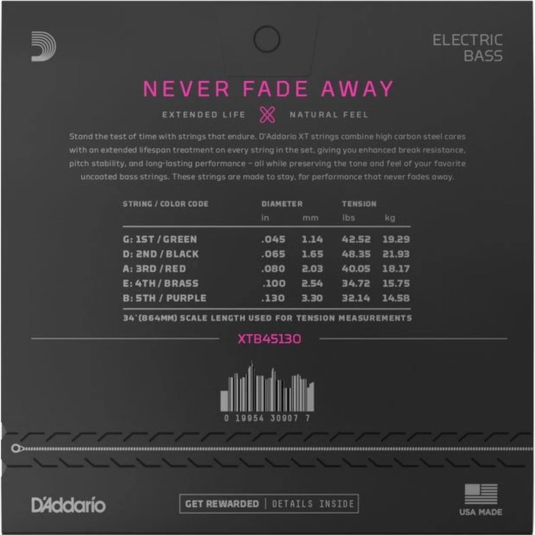 Струны для бас-гитары D'Addario XTB45130 45-130