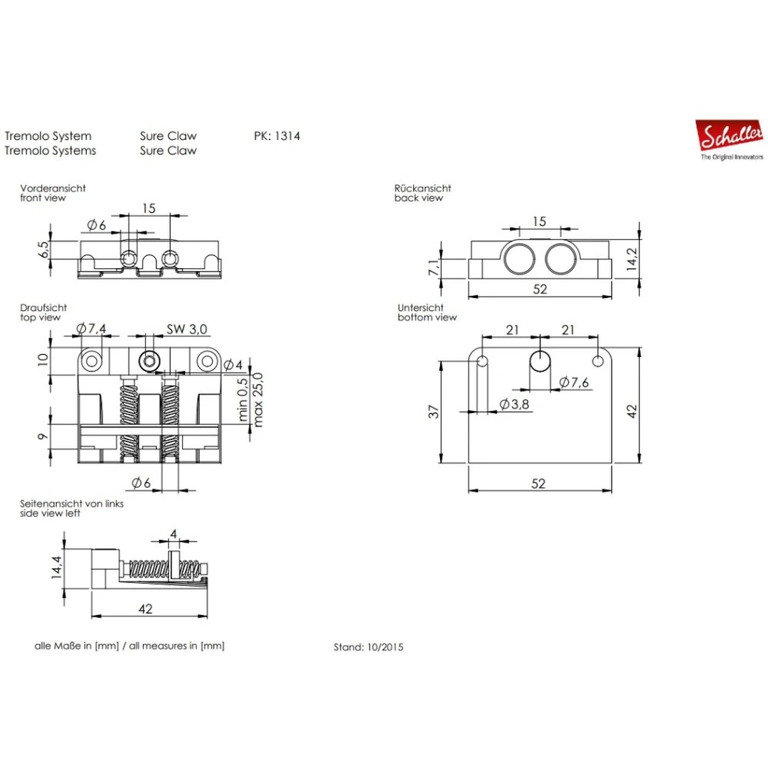 Регулятор натяжения пружин Schaller SureClaw 13140100