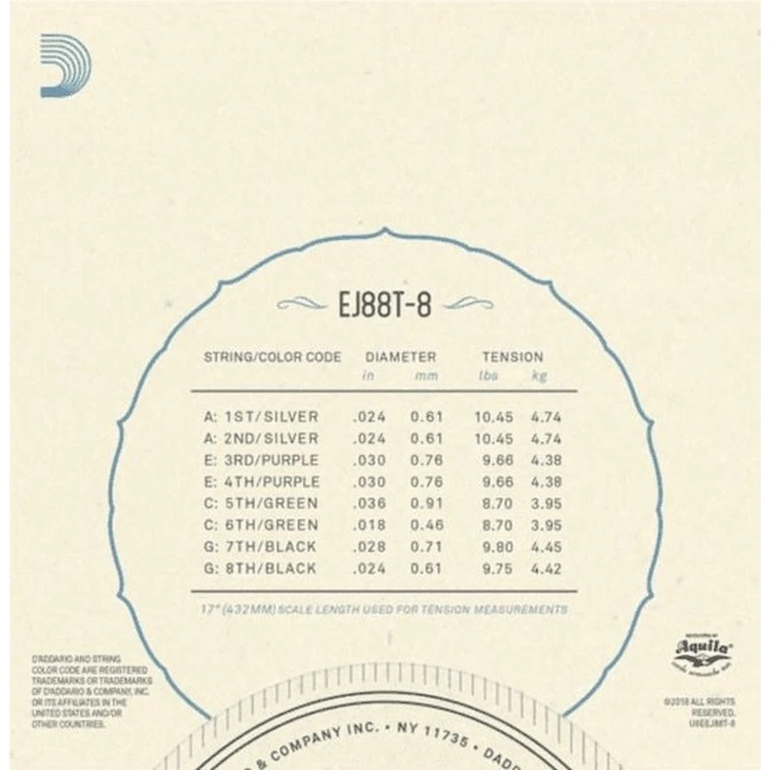 Струны для укулеле D’Addario EJ88T-8