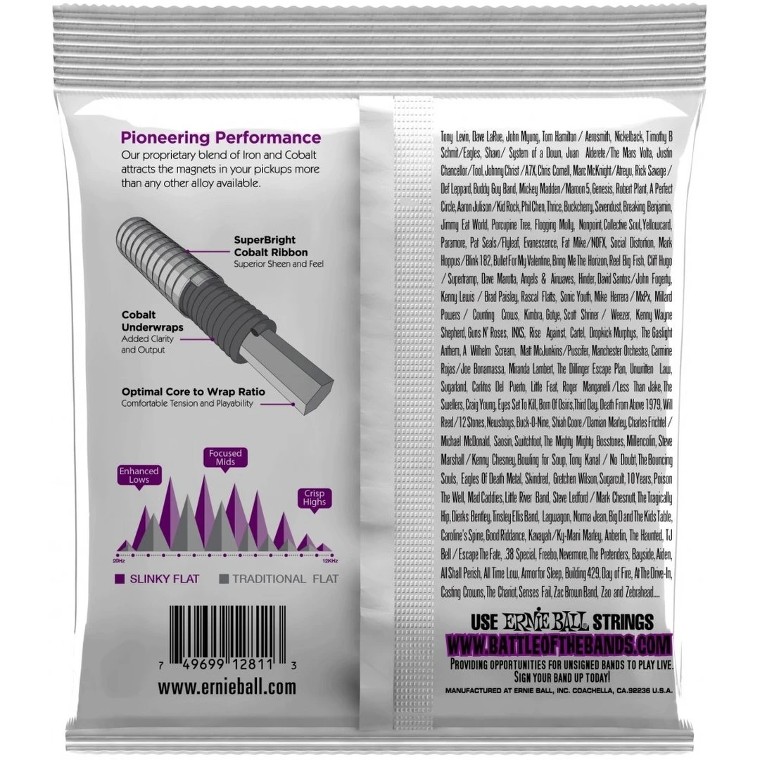 Струны для бас-гитары Ernie Ball 2812 Regular Slinky Flatwound Bass 50-105