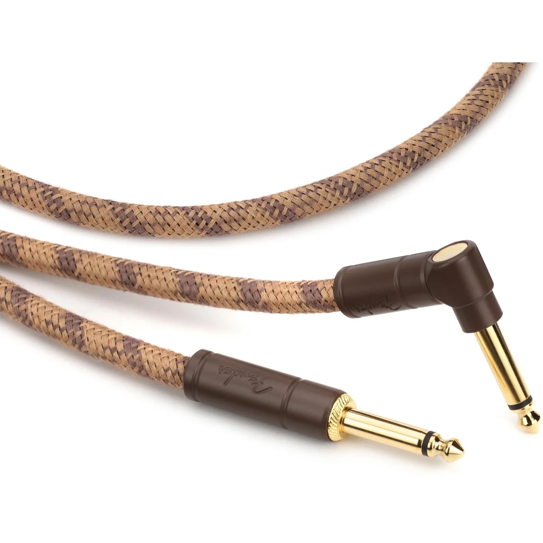 Инструментальный кабель Fender Festival Instrument Cable Straight/Angle 10" Pure Hemp Brown Stripe