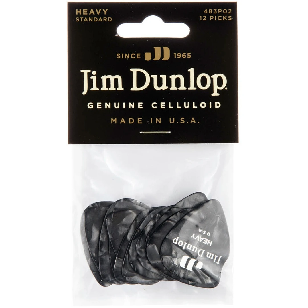 Набор медиаторов Dunlop 483P02HV Celluloid Black Pearloid Heavy