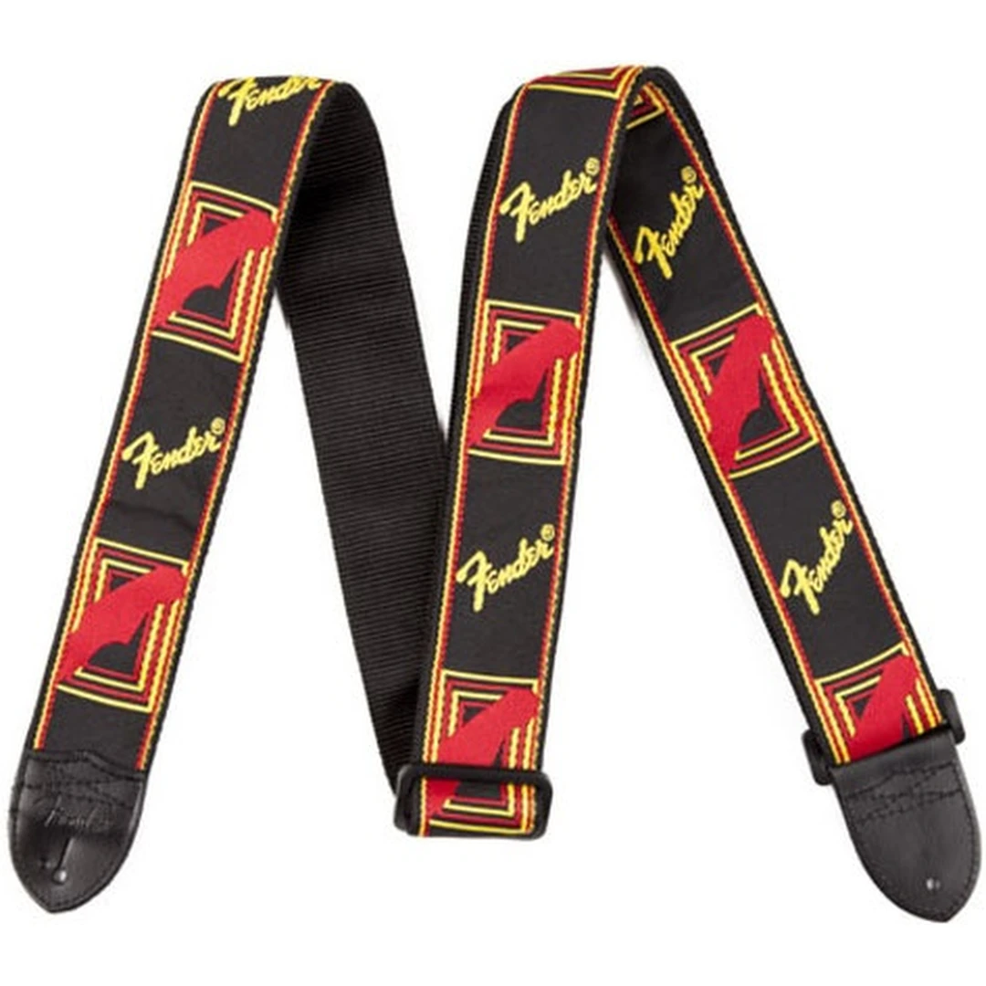 Ремень для гитары Fender 2″ Monogrammed Black/Yellow/Red Strap