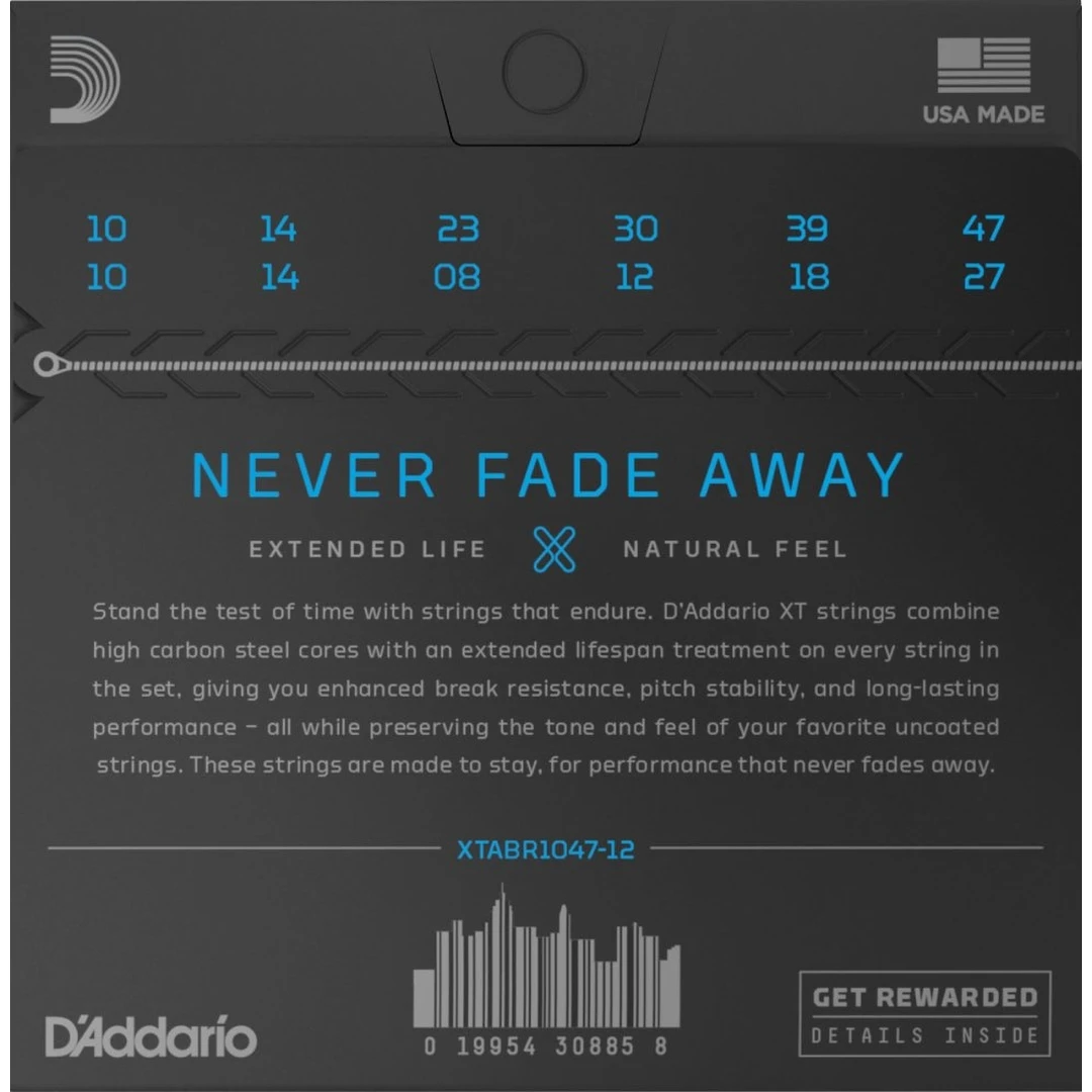 Струны для 12-ти струнной гитары D'Addario XTABR1047-12 10-47