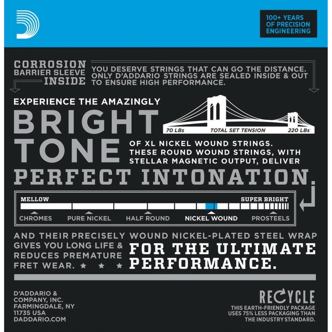 Струны для электрогитары D'Addario EXL110-3D 3-Pack