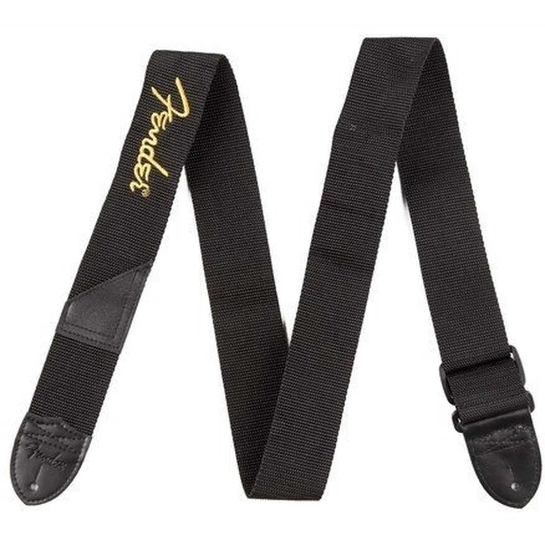 Ремень для гитары Fender 2" Black Poly Strap w/ Yellow Fender Logo
