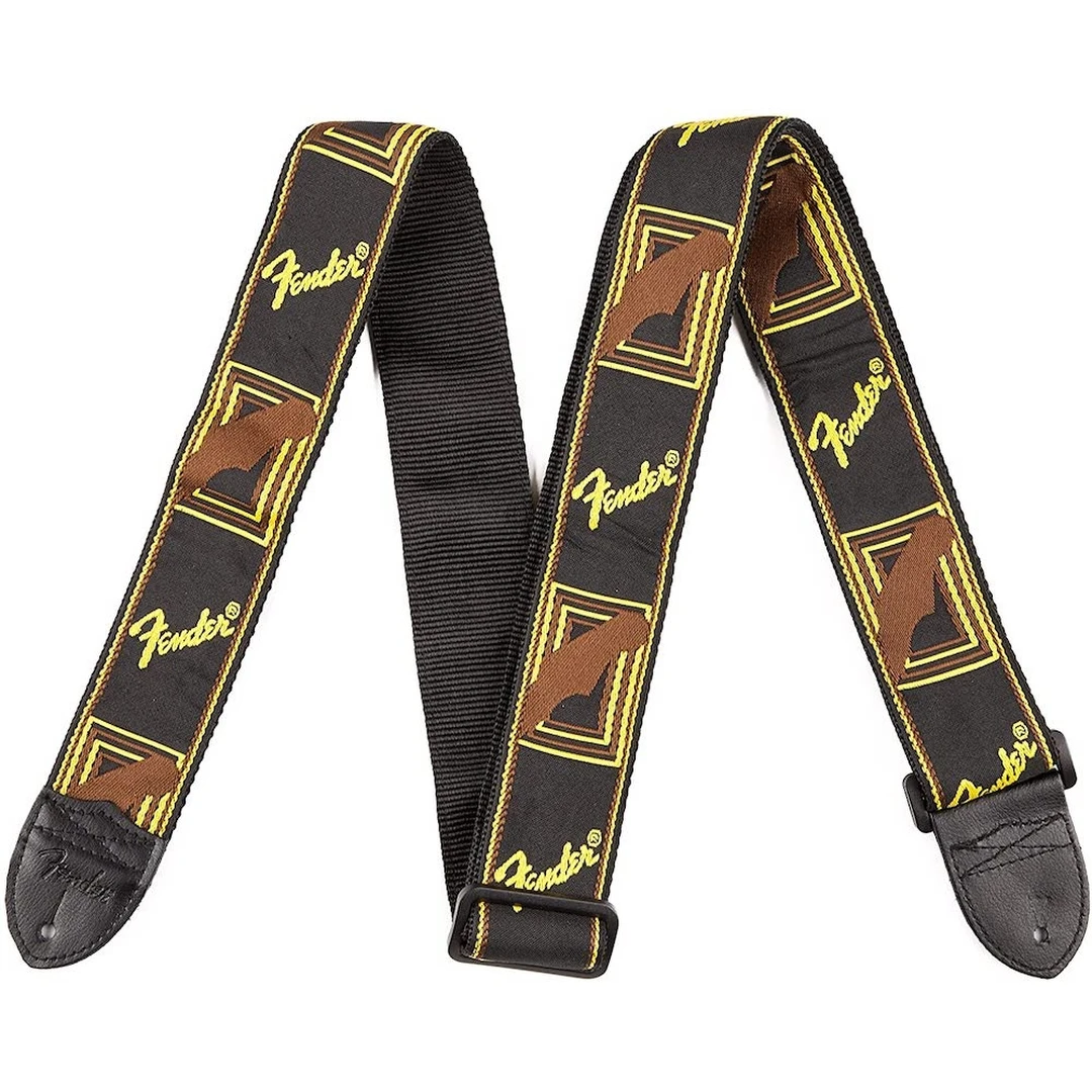 Ремень для гитары Fender 2″ Monogrammed Black/Yellow/Black Strap