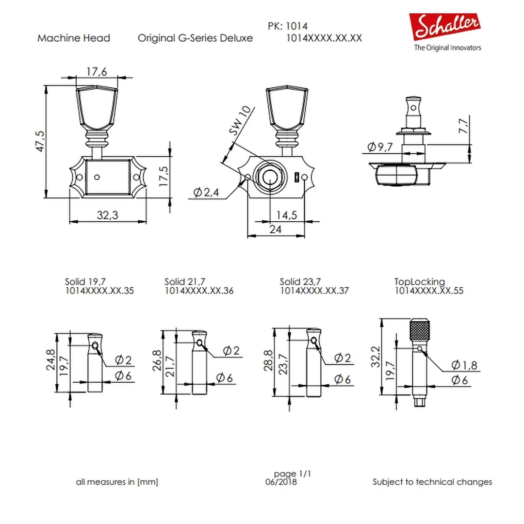Колки Schaller G-Series Deluxe KeyStone 10140123.16.36