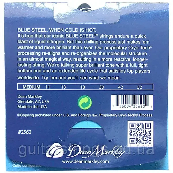 Струны для электрогитары Dean Markley 2562 Blue Steel 11-52