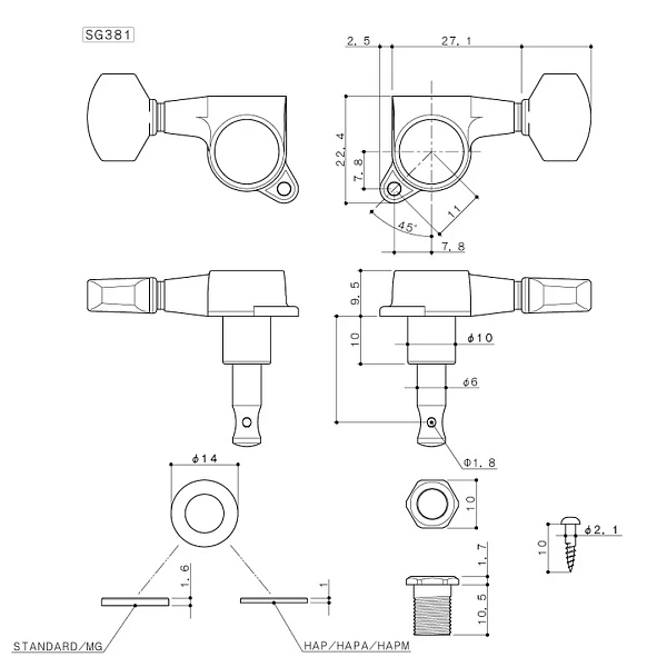 Колки Gotoh SG381-07-C HAPM 6
