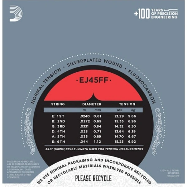 Струны для классической гитары D'addario EJ45FF