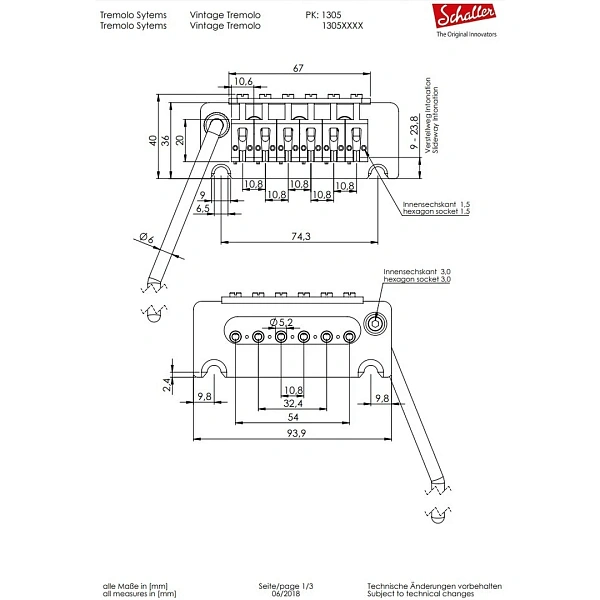 Бридж Schaller Vintage Tremolo 13050237